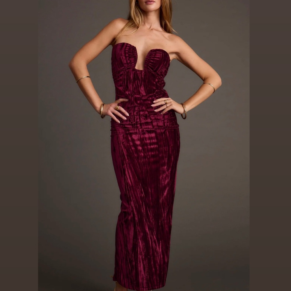 12th Tribe Velvet Strapless Dress
